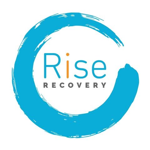 A blue circle with the word rise recovery inside of it.