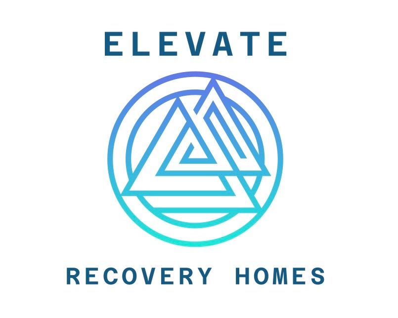 The logo for elevate recovery homes shows a triangle in a circle.
