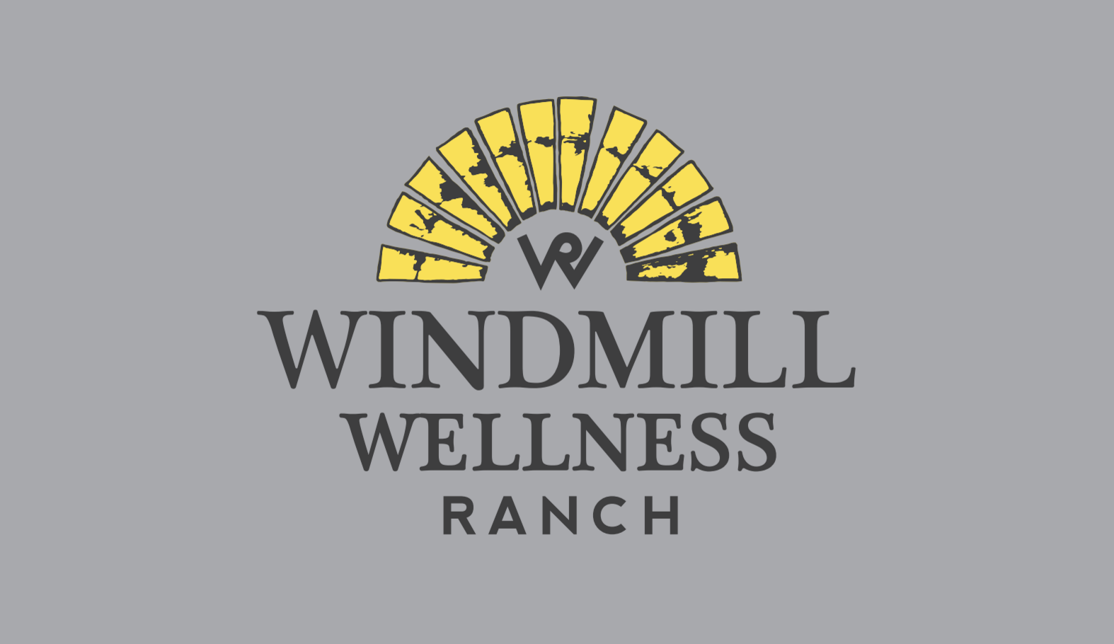 The windmill wellness ranch logo is on a gray background.
