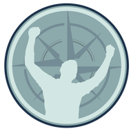 A compass with a silhouette of a man in the center