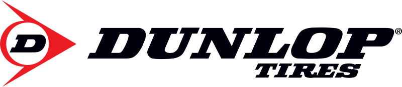 Dunlop Tires logo with the name and a red and white symbol.