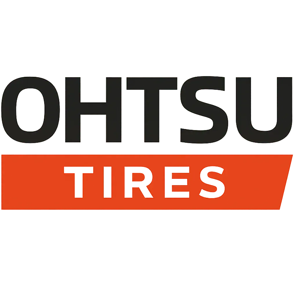 OHTSU TIRES logo. Black text 