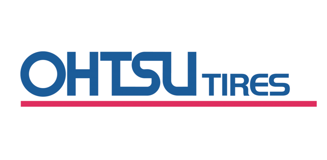 OHTSU Tires logo in blue with a pink underline, on a white background.