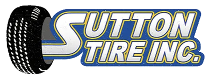 Logo for Sutton Tire Inc. features a tire to the left and text in blue and white.