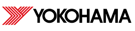 Yokohama tire logo: red chevron design and black text.