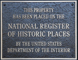 This property has been placed on the national register of historic places by the united states department of the interior