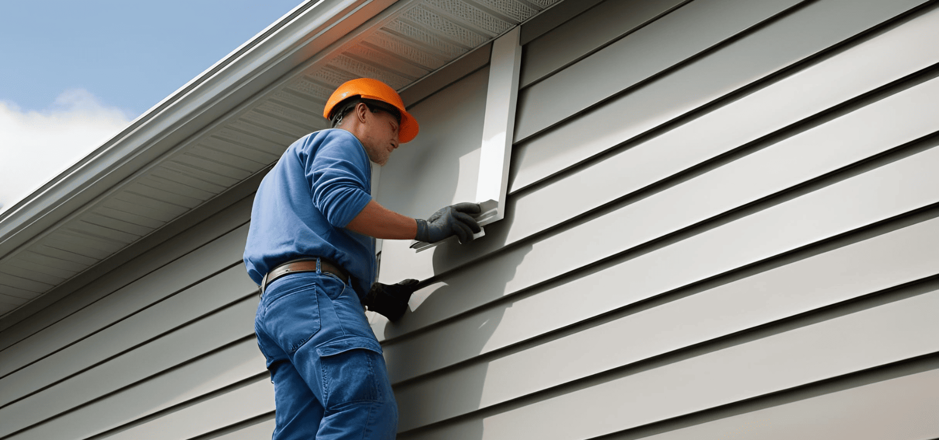 A worker from Dallas Siding Pros installing fiber cement siding for a client
