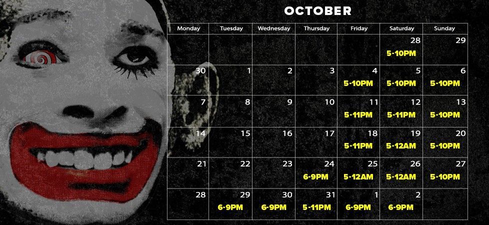 Phobia October calendar with a picture of a clown