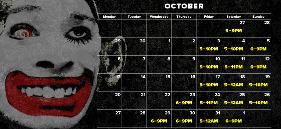 Phobia October calendar with a picture of a clown