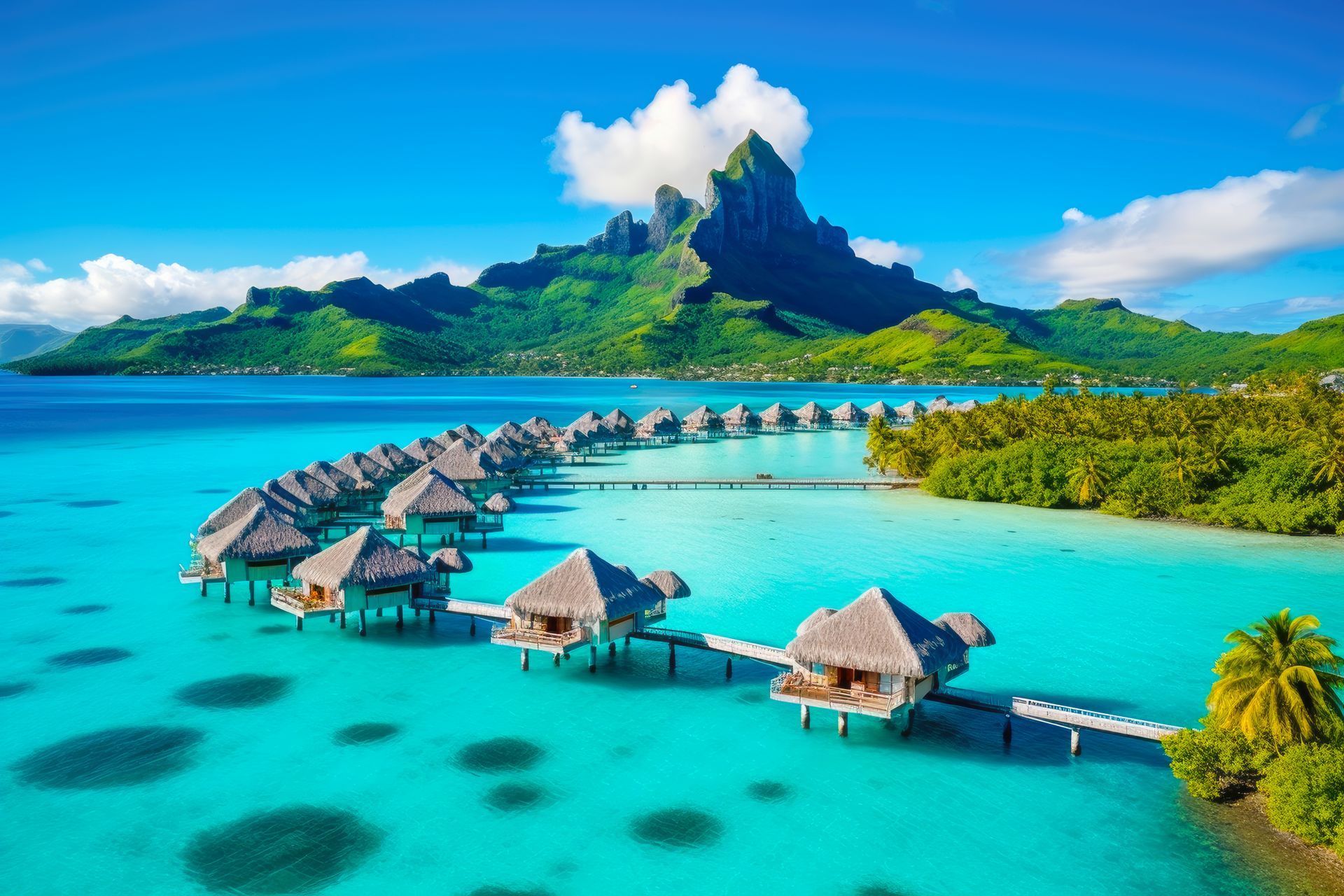 Luxury Tahiti overwater bungalows and mountain views with professional Tahiti agents services.