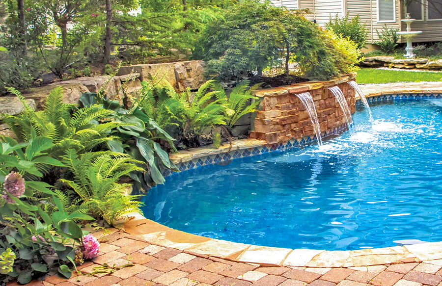 A pool landscaping project