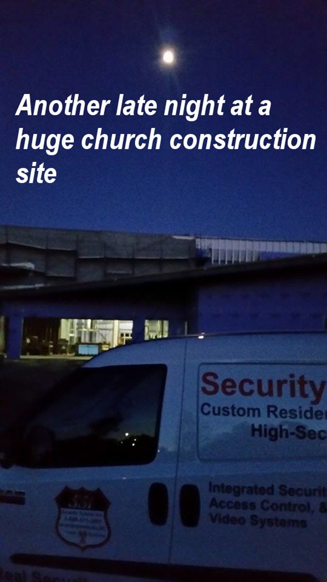 Another late night at a huge church construction site
