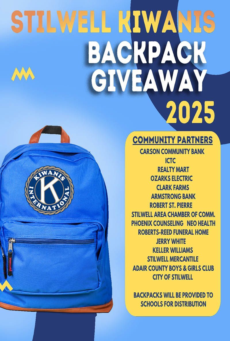 Stilwell Kiwanis Backpack Giveaway