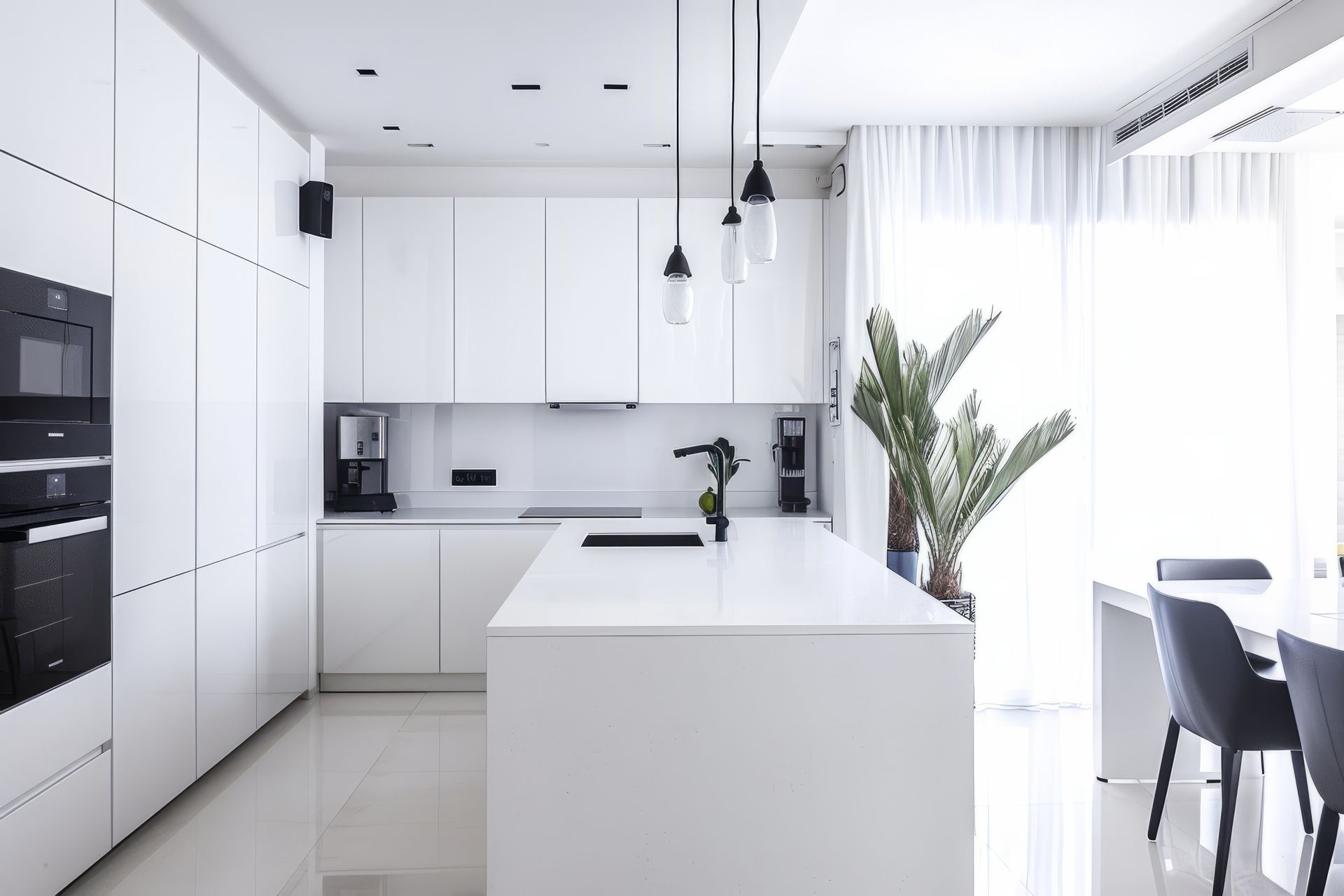 Cosy modern open bright kitchen home interior. Cosy modern open bright kitchen home interior.