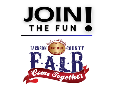 Logo for the Jackson County Fair, established 1868, featuring the text 'Join the Fun' and 'Come Together.'
