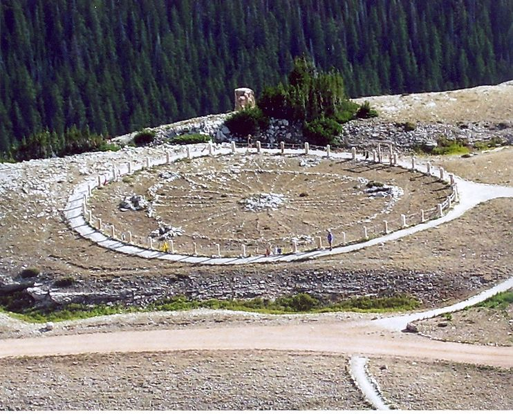 An aerial view of Medicine Wheel National Monument in Bighorn National Forest