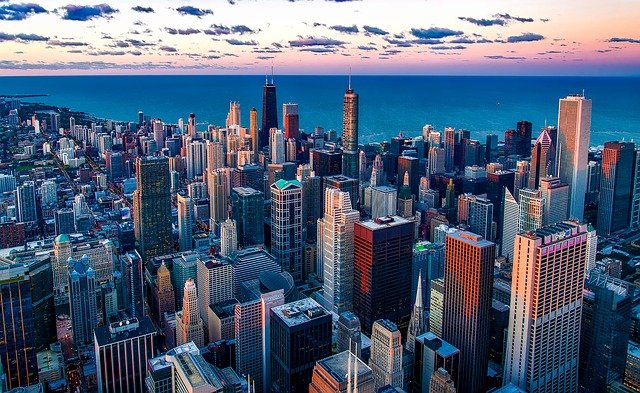 An aerial view of Chicago