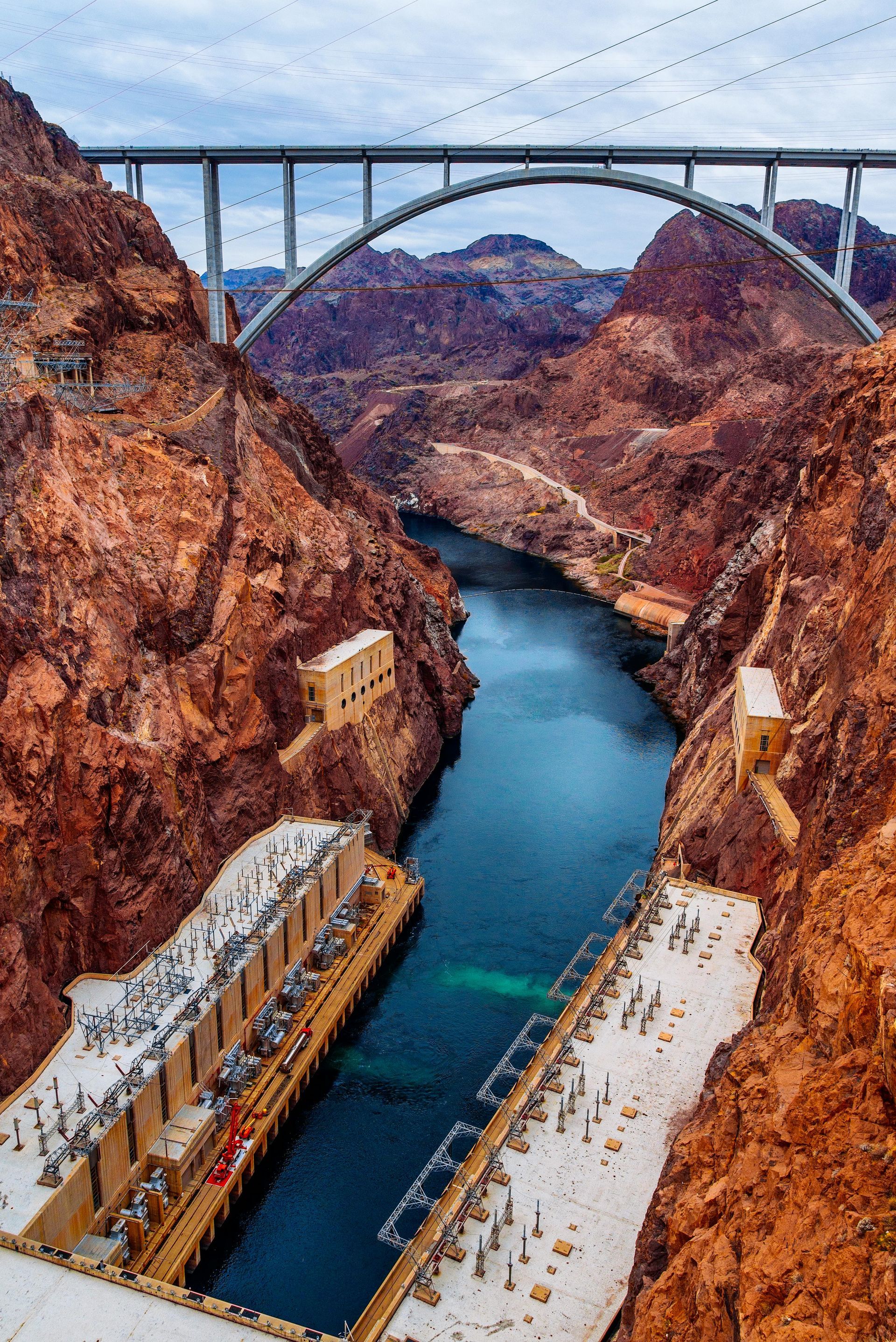 Aerial shot of Hoover Dam