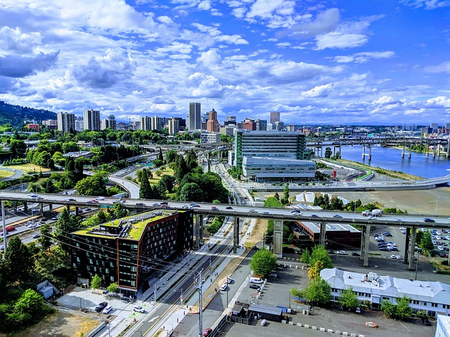 An aerial view of Portland, Oregon