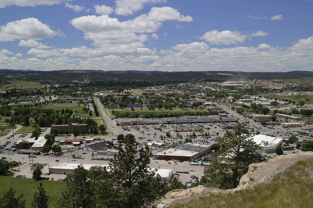 An aerial view of Rapid City, South Dakota