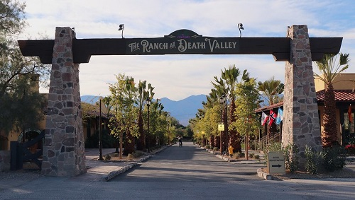 The entrance arch to the ranch at death valley hotel