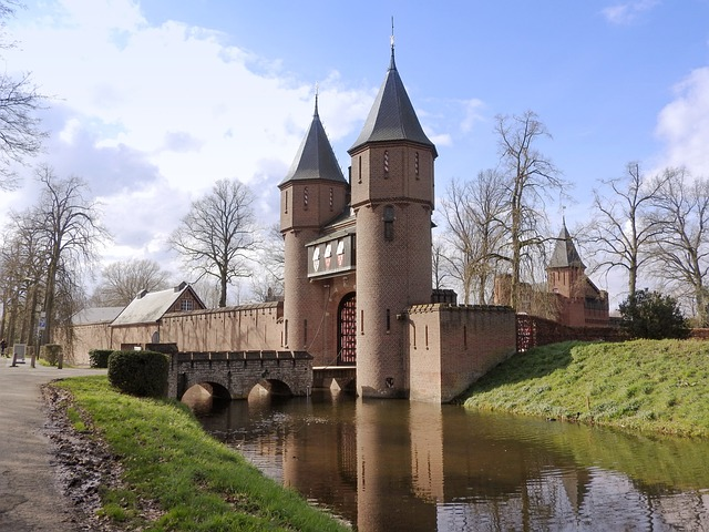 A castle with a bridge over a body of water