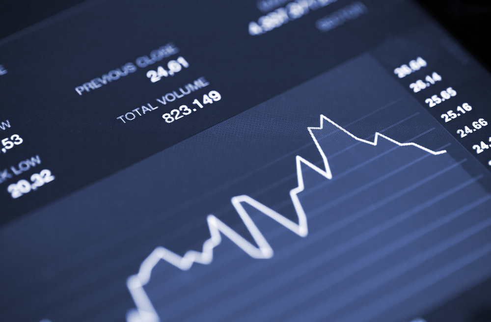 A graph showing the total volume of a stock