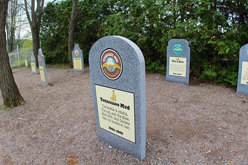 A row of graves in the ben & jerry's flavor graveyard 