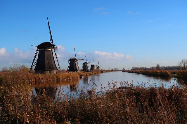 A row of windmills at Kinderdijk