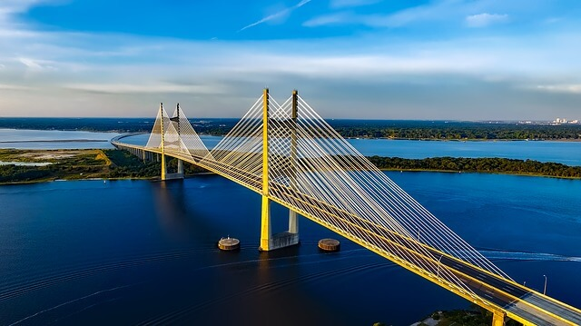 An aerial view of a bridge over a body of water in Jacksonville