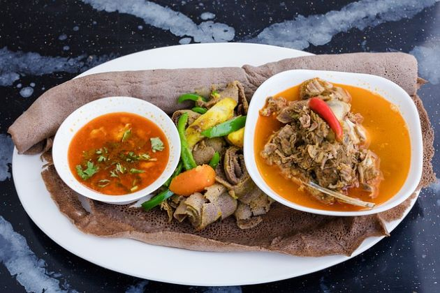 A plate of African food