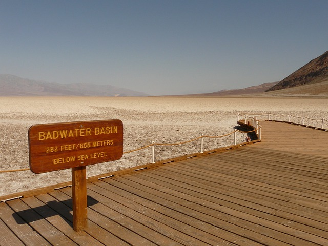 A wooden sign that says Badwater basin on it in Death Valley National Park