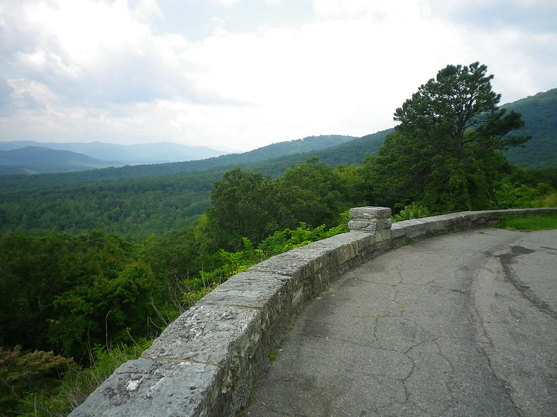 Blue ridge parkway overlooking the smoky mountains