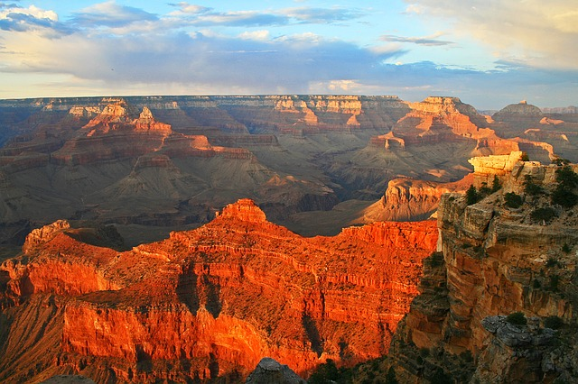 A view of the Grand Canyon at sunset.