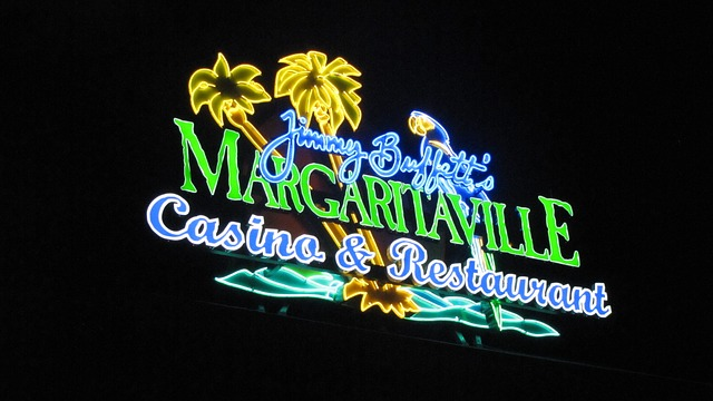 A neon sign for margaritaville casino and restaurant