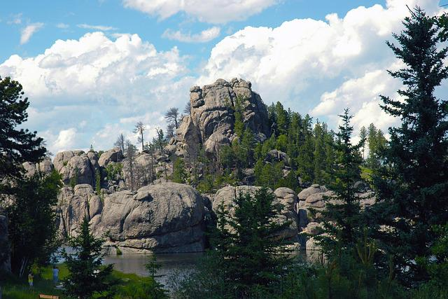 A large rock formation in the middle of black hills national forest