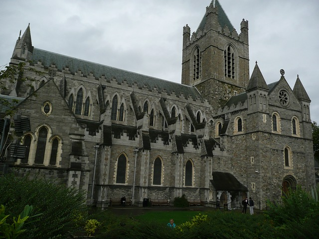 christ church cathedral with a clock tower on top of it