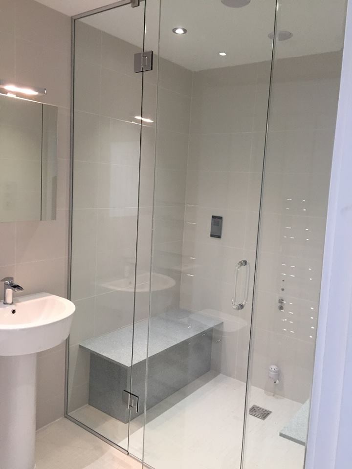 Toughened shower steam enclosure