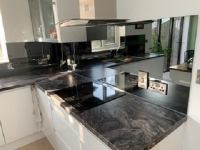 Grey mirrored splashbacks