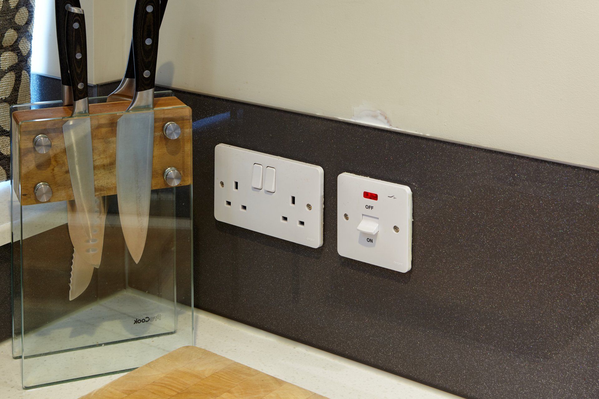 painted glass socket cut outs