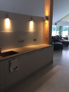 Toughen painted splash back curved