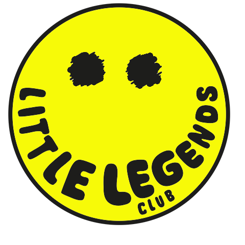 A yellow smiley face logo for little legends club