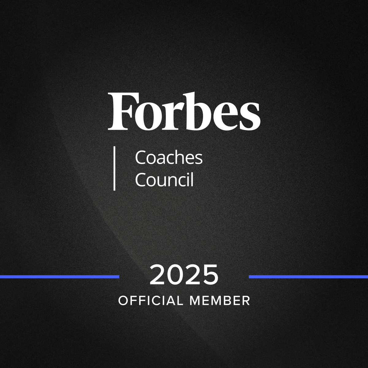 Round white 2023 Forbes Coaches Council Logo