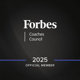 Round White Forbes  Coaches Council Logo 2023