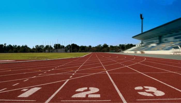 picture of running track with lanes