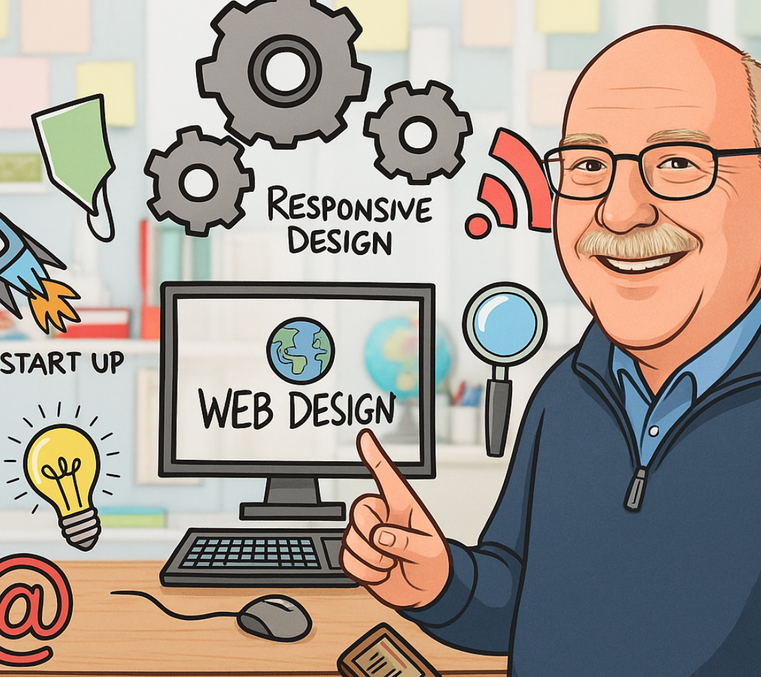 Man pointing to a computer screen displaying