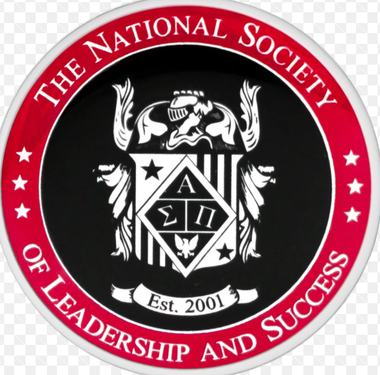 Emblem of the National Society of Leadership and Success, featuring a crest and text on a circular design.