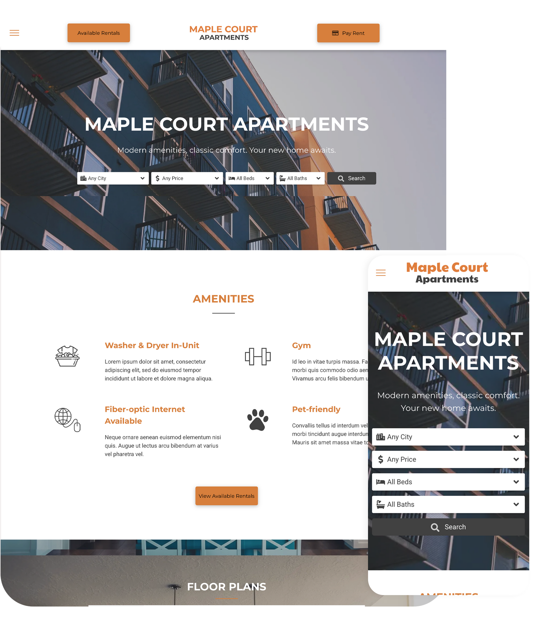 AppFolio Sites Maple Layout