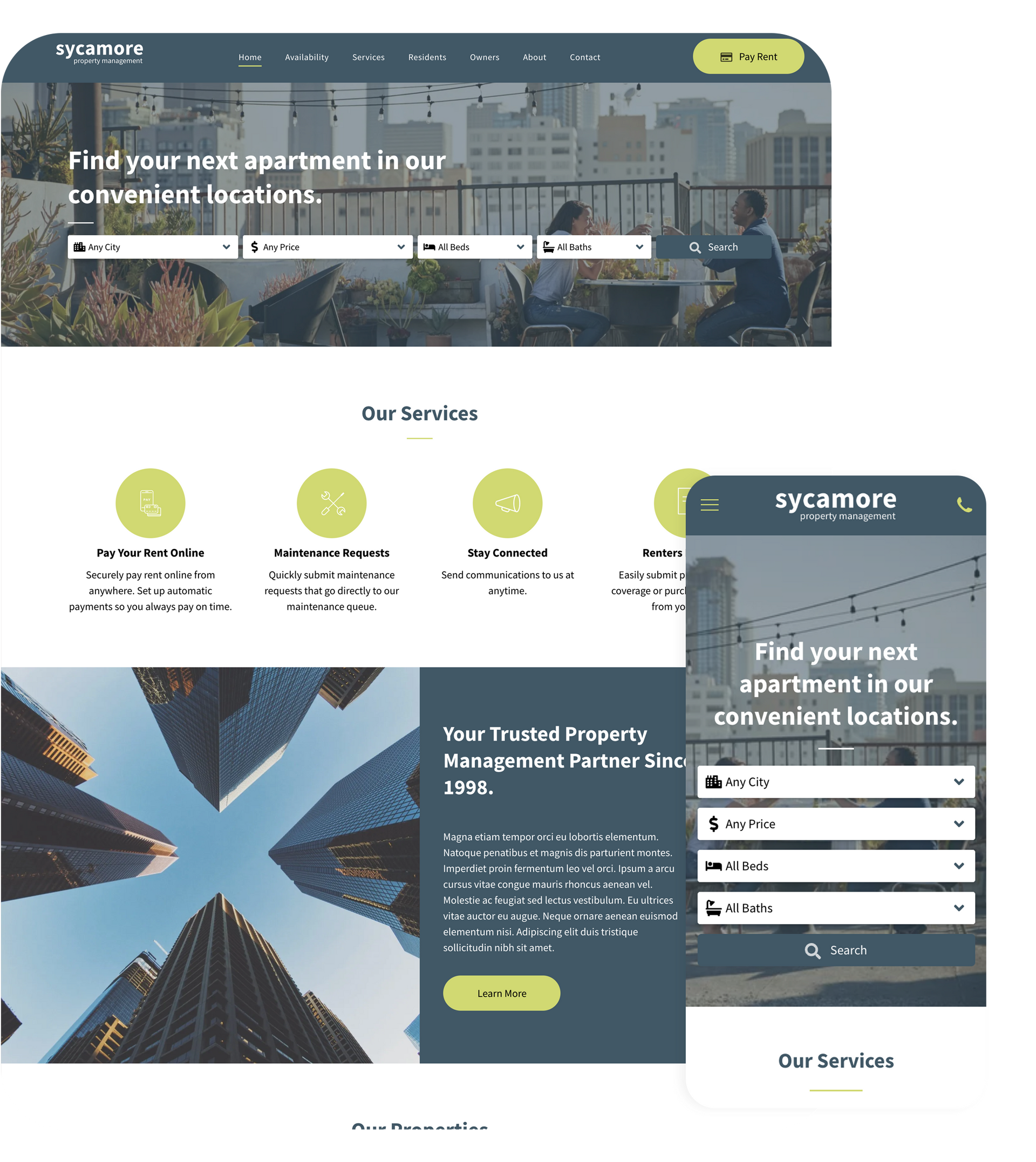 AppFolio Sites Sycamore Layout