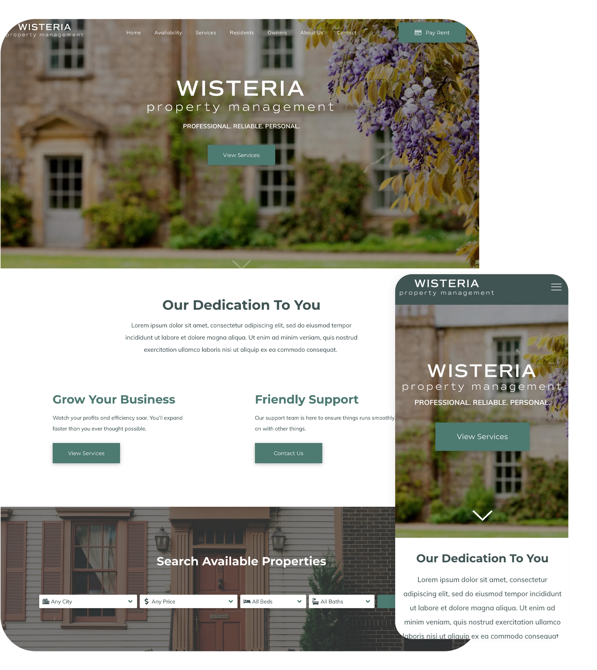 AppFolio Sites Wisteria Layout